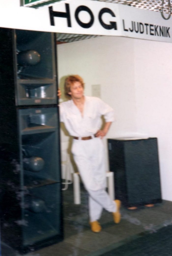 Ljudtekniker Thomas Irgard i montern på Sollentunamässan 1987